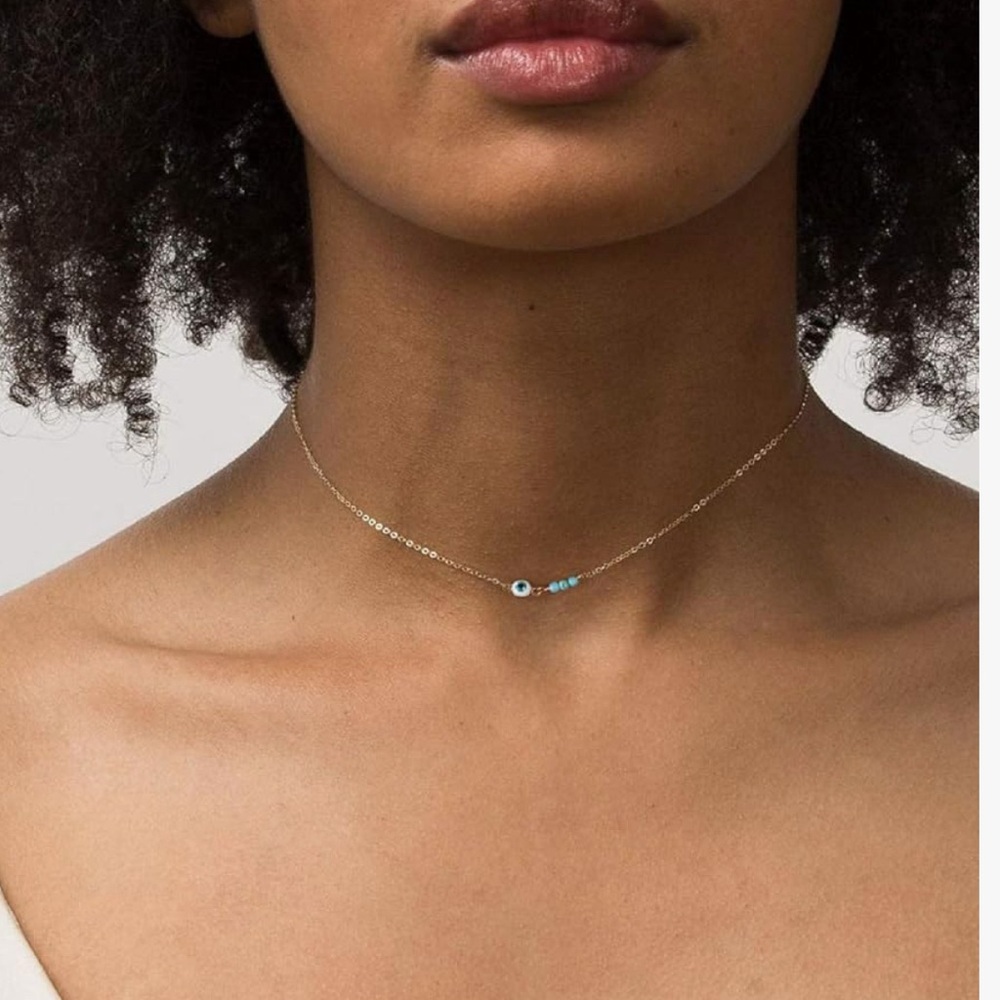 14K Gold Plated Dainty Evil Eye 🧿 & Turquoise Choker